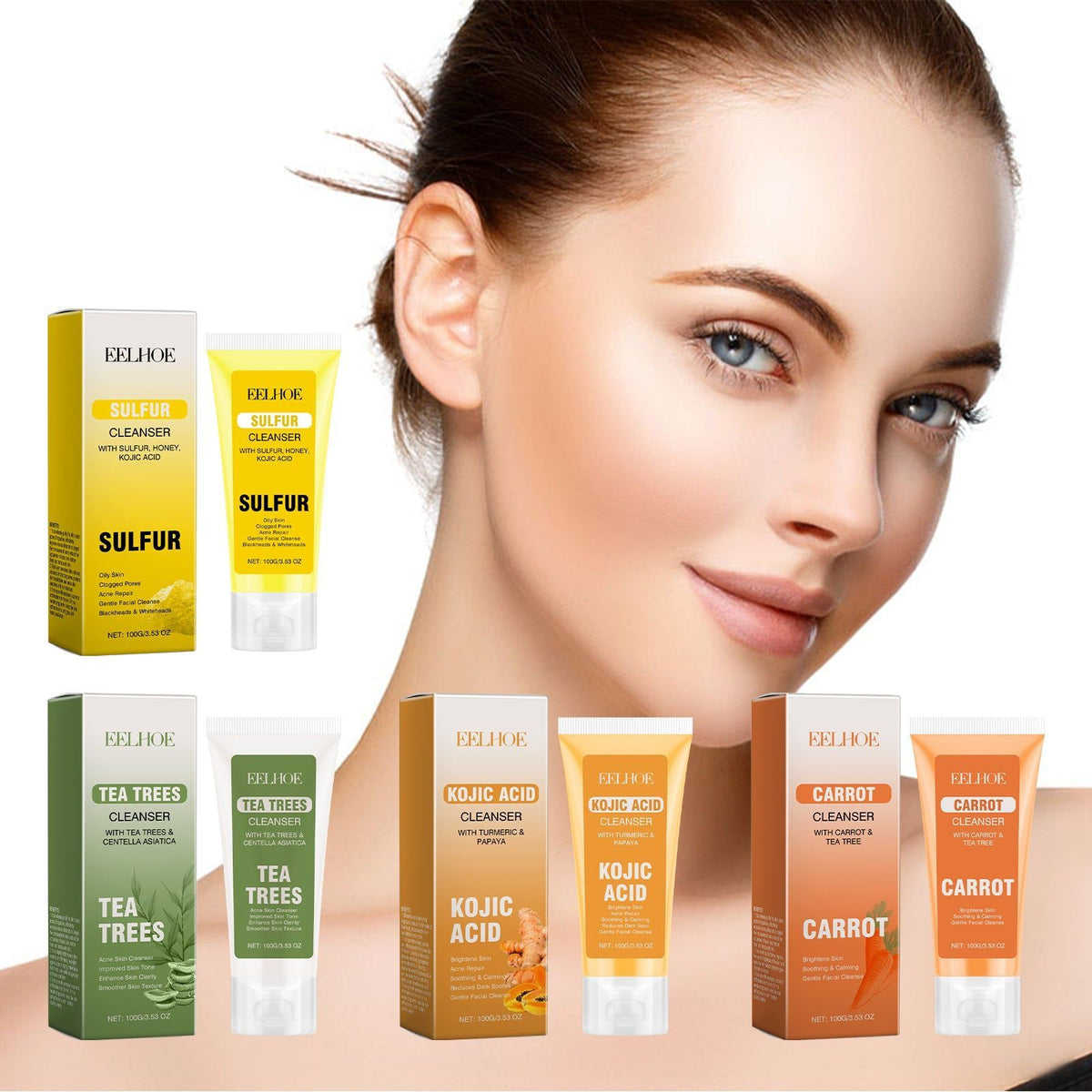 Clean Face Facial Cleanser, Brightening, Hydrating, Exfoliating, Gentle Skincare ,100g