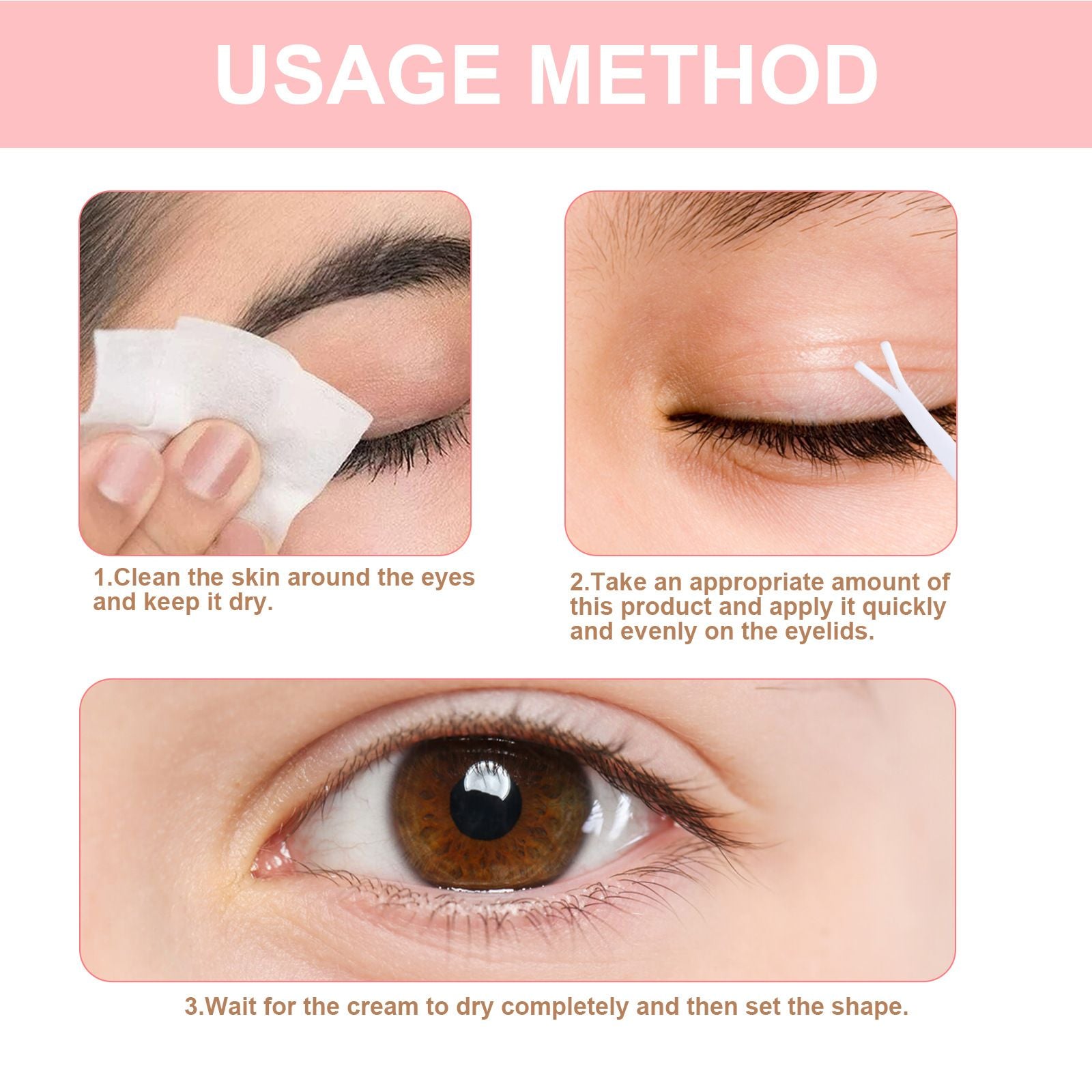 EELHOE Double Eyelid Shaping Cream, Long-Lasting Invisible Eyelid Styling Cream, 20g with Y-shaped Fork, Natural Moisturizing Eyelid Lift for Charming Eyes