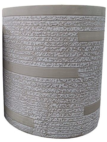 42x46cm Textured Fiberclay Planter with Horizontal Stripes #KD-141