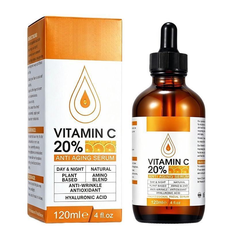 20% Vitamin C Facial Serum, Hydrating Antioxidant Facial Care Essence with Hyaluronic Acid, 120ml
