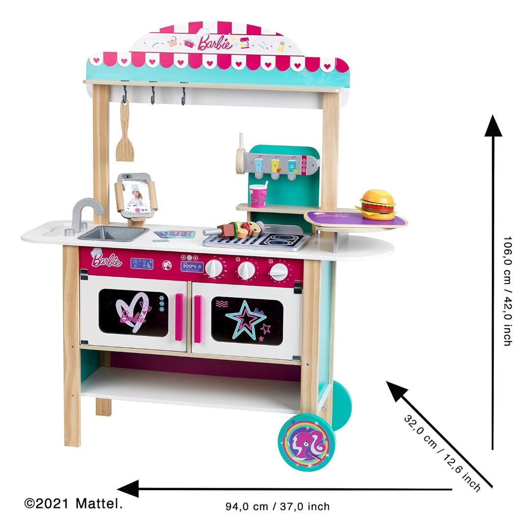 Barbie Restaurant Bistro Wooden Kitchen Playset, MDF, 94x32x106cm, 3+ Years