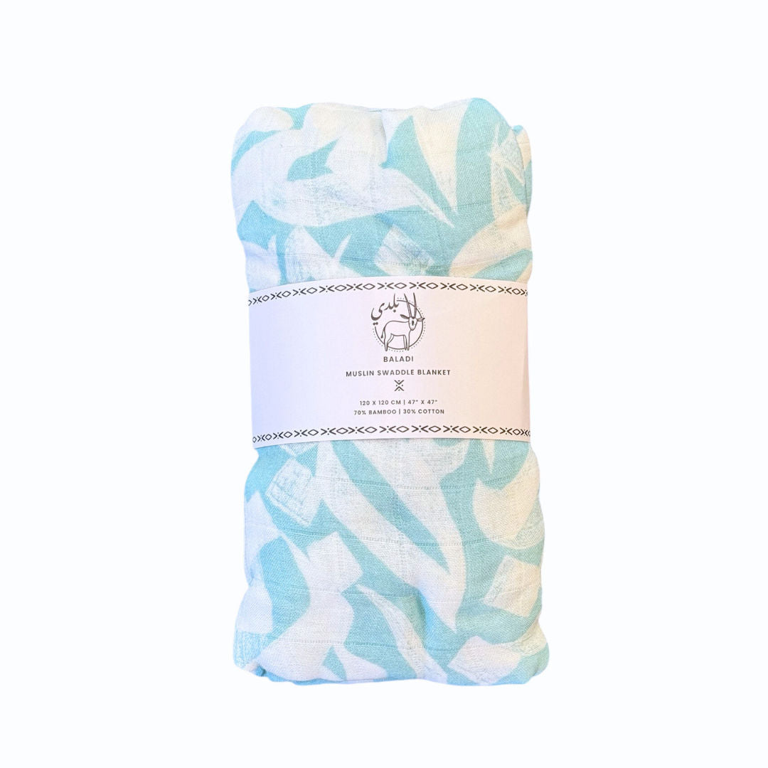 Calligraphy Swaddle - Teal