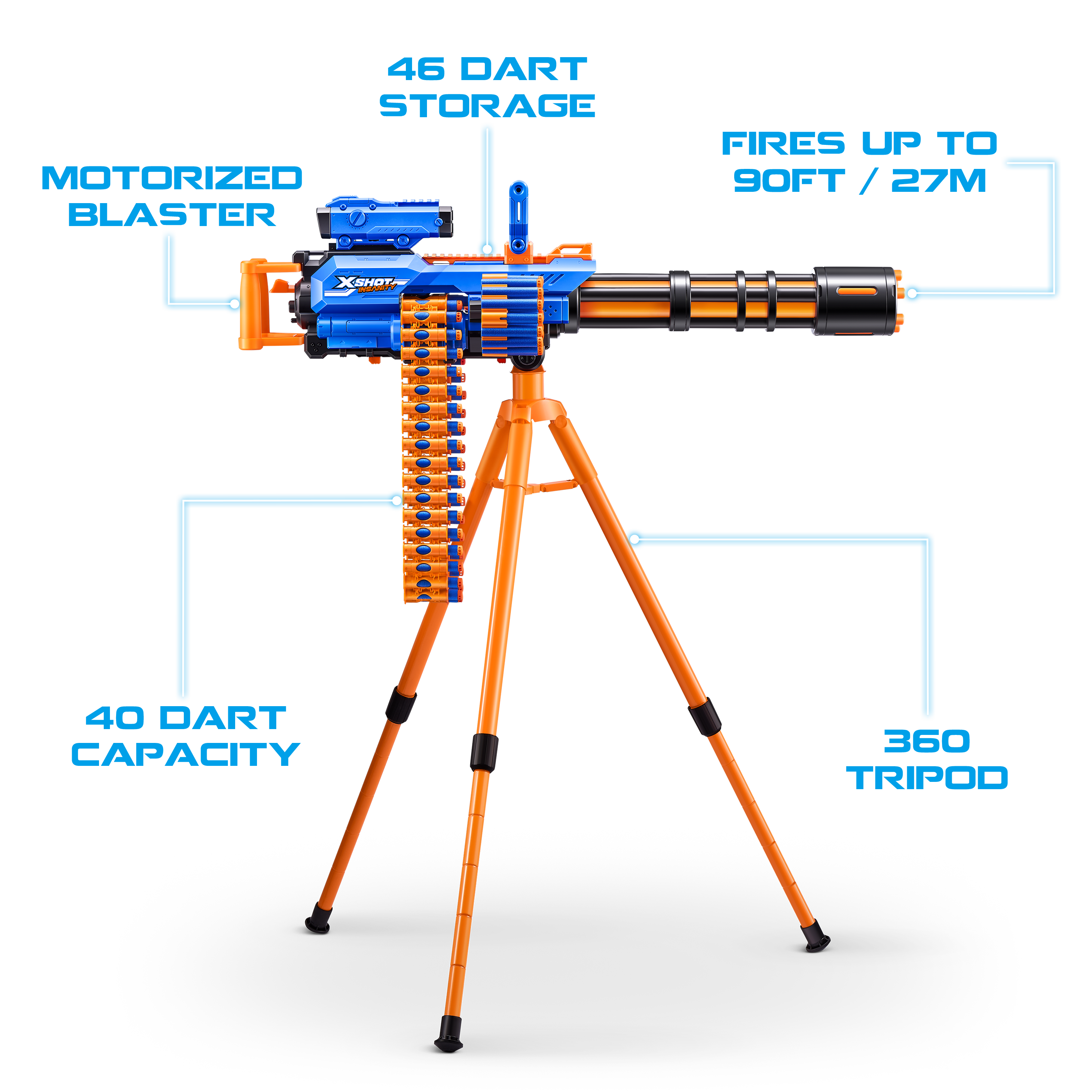 X-Shot Insanity Motorized Age Fire Gatling Gun w/ Tripod