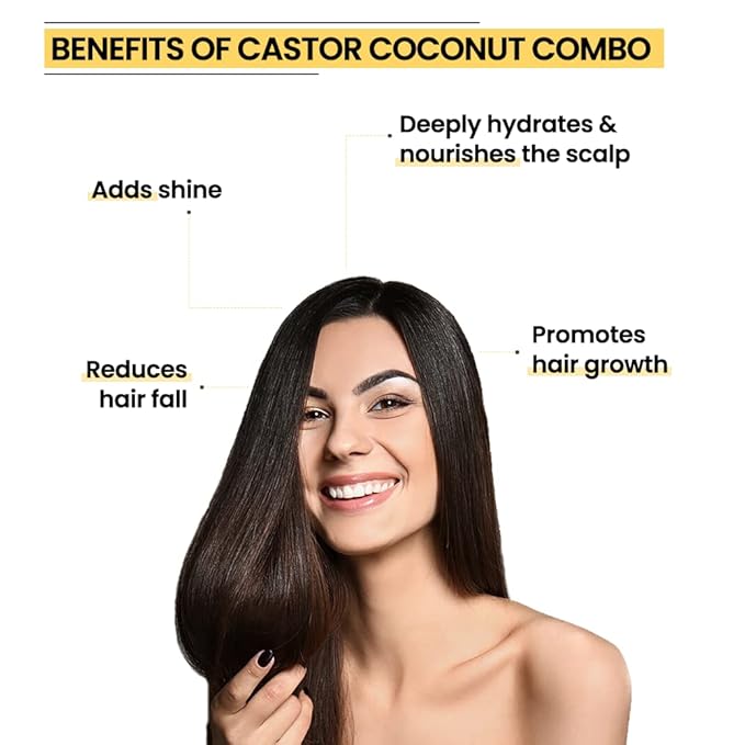 Rey Naturals Cold Pressed Castor & Virgin Coconut Hair Oil (200 ml + 200 ml)
