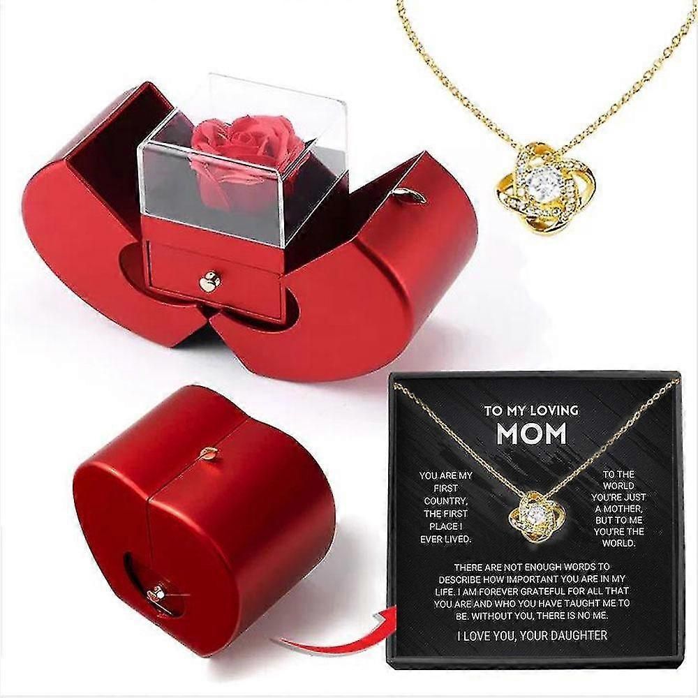 White Gold Necklace With Real Rose To My Love Forever Rose Heart Box To My Love zxin