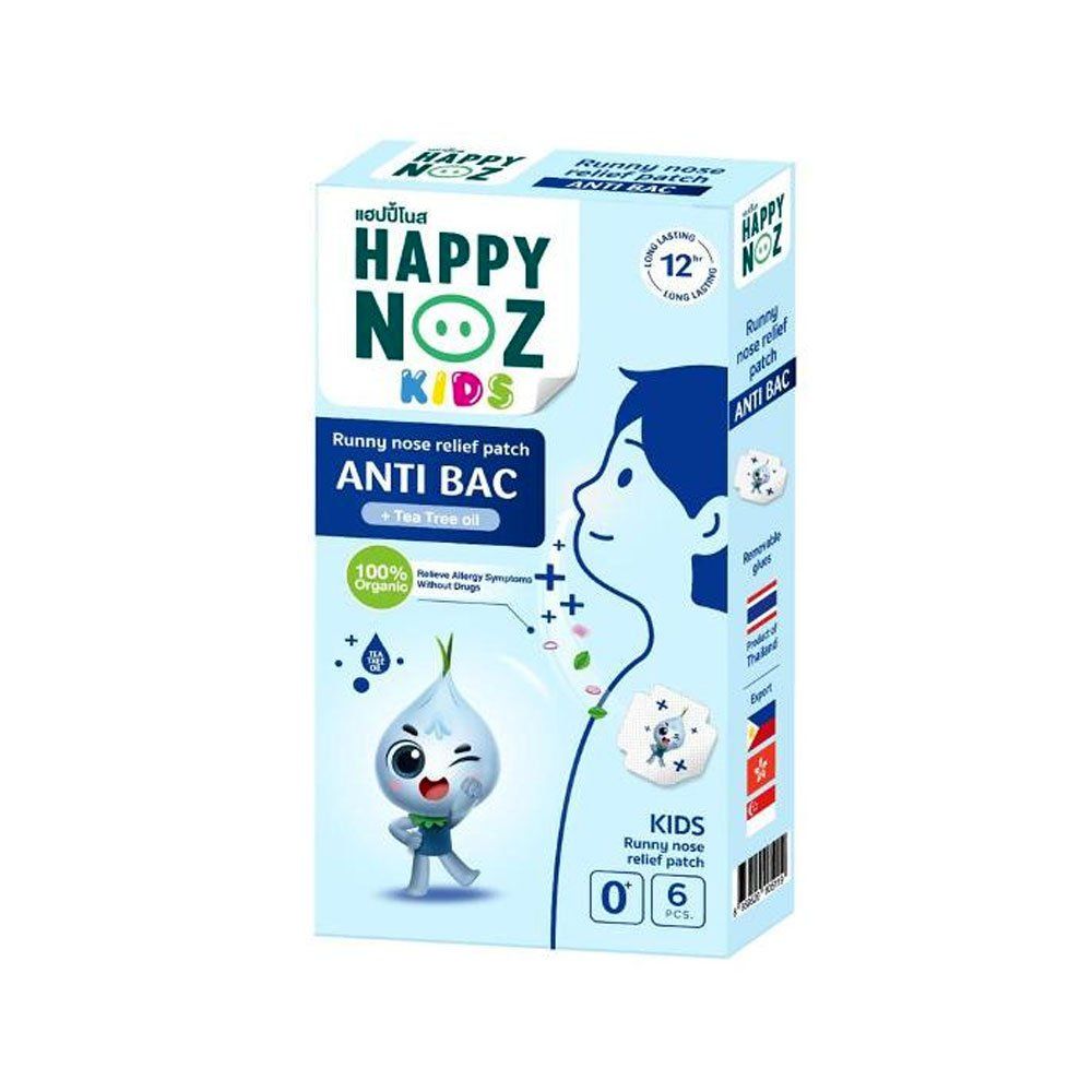 Happy Noz Organic Onion Sticker Anti Bac With Tea Tree Oil For Allergy &amp; Stuffy Nose Relief Long-Lasting,Ideal for Babies,Clothes &amp; Masks 6 Patches For 0M+