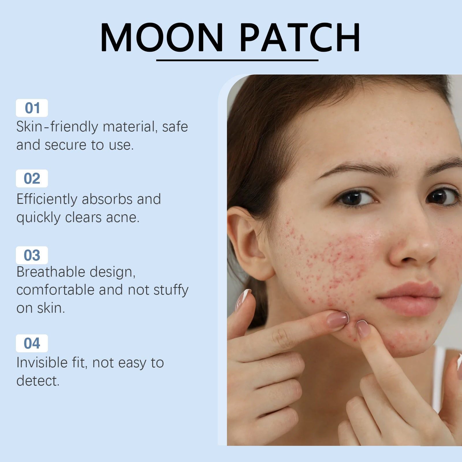 Moon Acne Patch for Skin Repair, Clear Pimples Fast, Breathable & Invisible ,15 patches