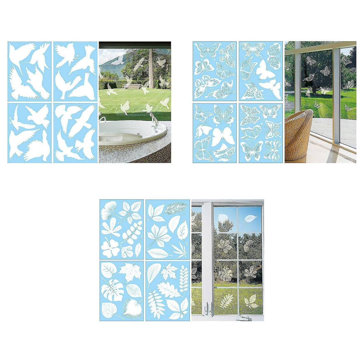 Static Window Stickers To Save Birds From Hitting Glass, White Alert Bird Decals For Home Decor And Protection, 22x30cm