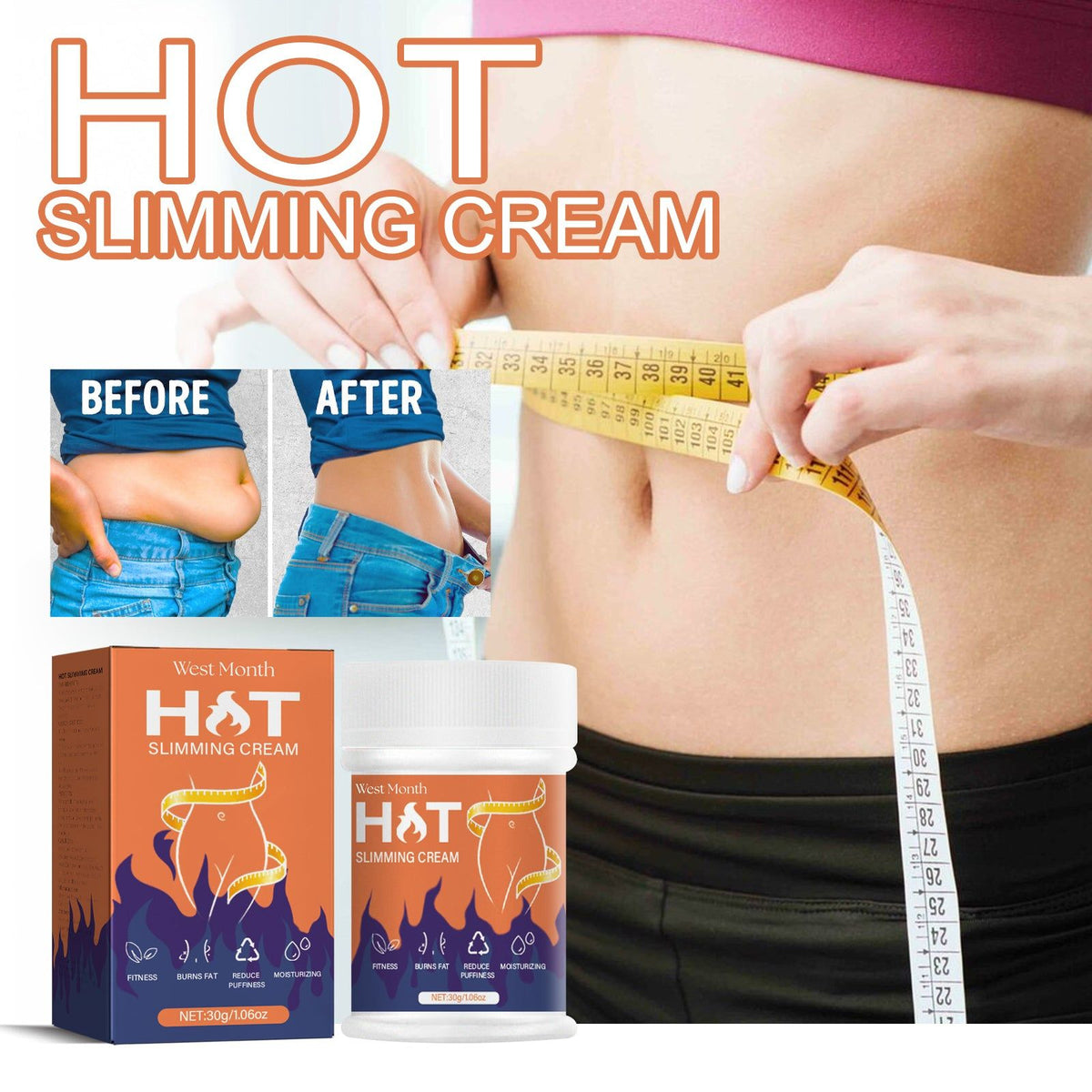 Body Shaping Cream, Slimming, Tightening, Cellulite Reduction, Fast Absorption ,30g