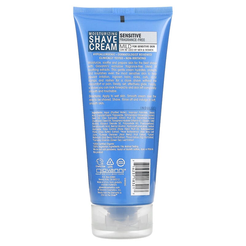 Giov Shave Cream Frag Free&Aloe Sensitv 7Floz 207Ml
