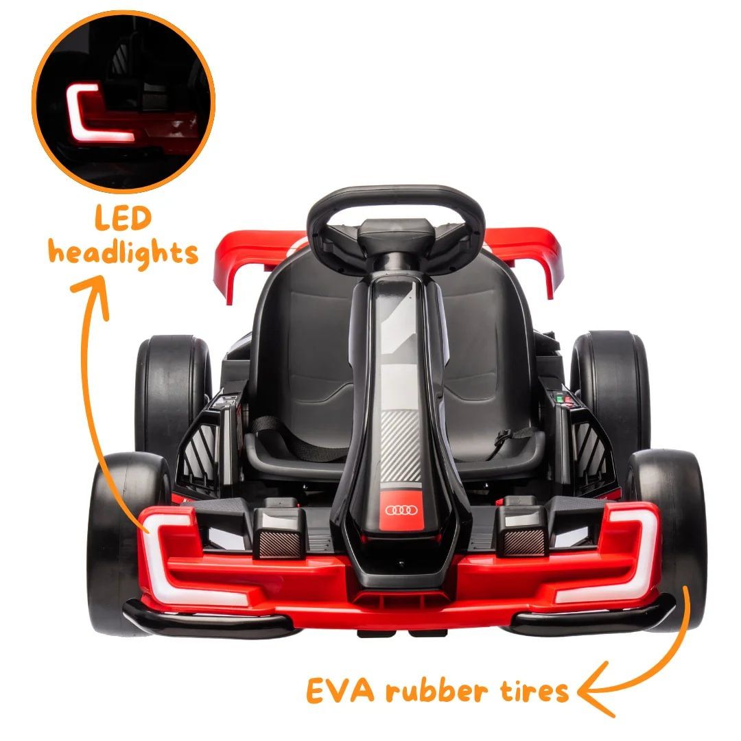 Audi Sport Drifting Ride-On Go Kart, 24V, Red, For Ages 4+ Years to 12+ Years