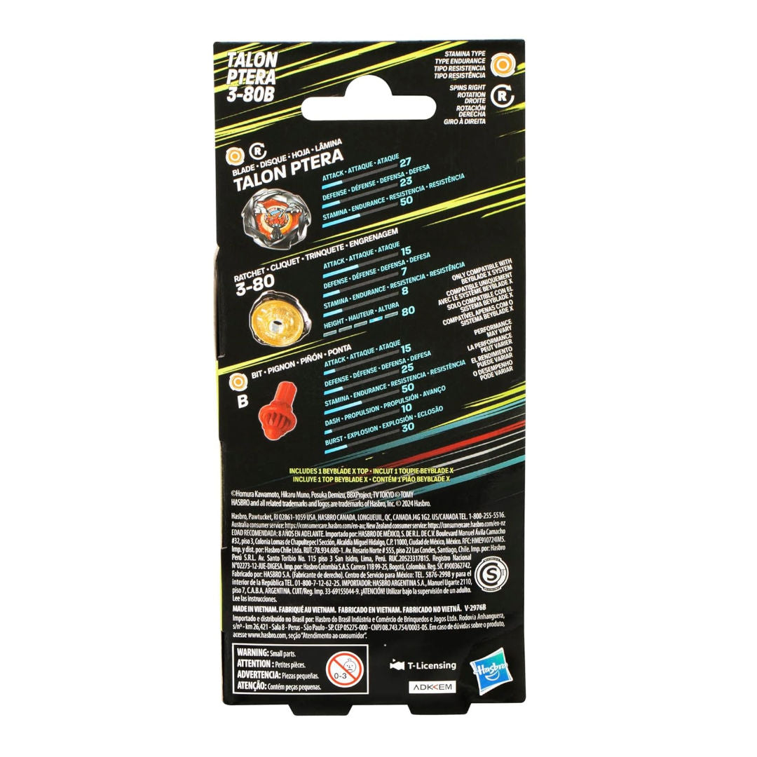 Beyblade X Talon Ptera 3-80B Spinning Top Booster Pack, 8+ years