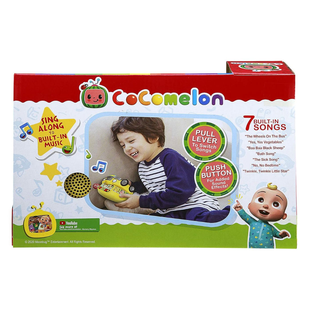 CoComelon Musical School Bus For Kids, Yellow Toy With Built-In Songs And Sound Effects, Flashing Lights