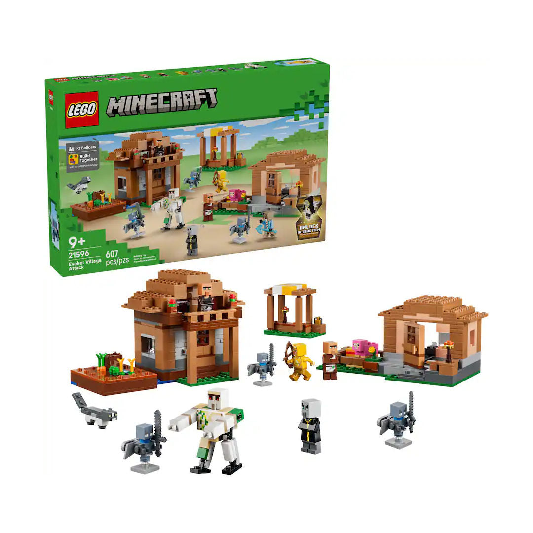 LEGO Minecraft The Evoker Village Attack Building Set, 607 Pieces, For Age 9+ Years
