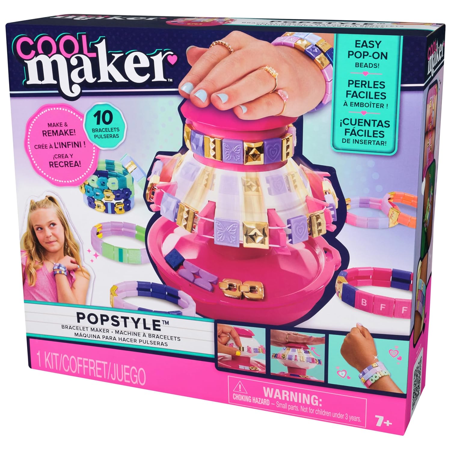 COOL Maker POPSTYLE Bracelet Maker Kit, 1 Machine With Storage, 170 Beads And 22 Reusable Elastic Bands