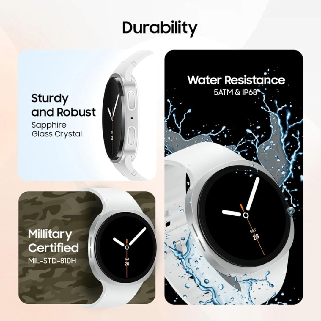 Samsung Galaxy Watch8 Bluetooth 40mm Smartwatch, Sapphire Glass & Armor Aluminum, 5ATM + IP68