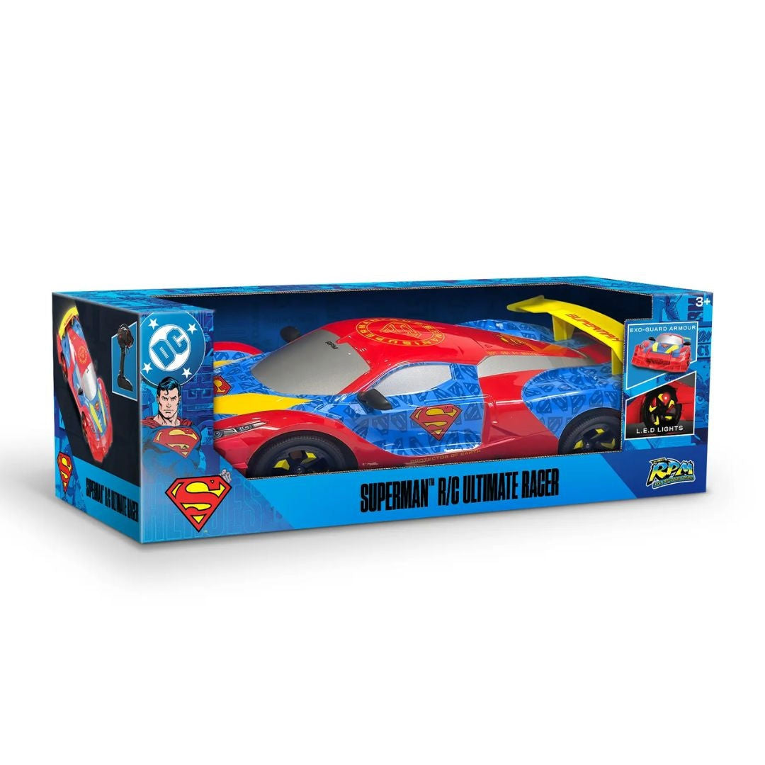 DC Superman Ultimate Metropolis City Armoured Racer RC Car, 1:10, Red/Blue, For Age 3+ Years