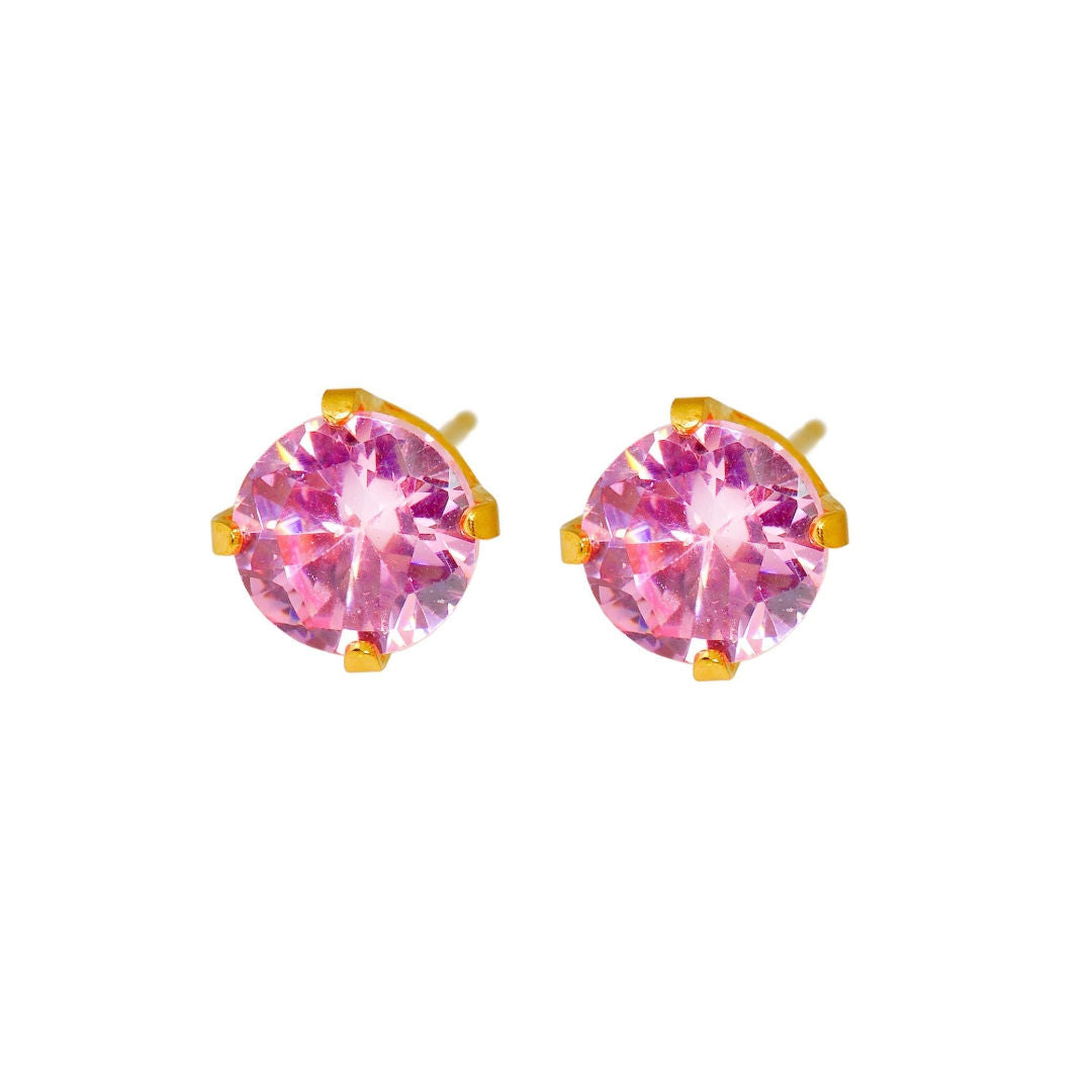 CAFLON ENGLAND Fashion Sense Gold Plated, Pink Cubic Zirconia Earring