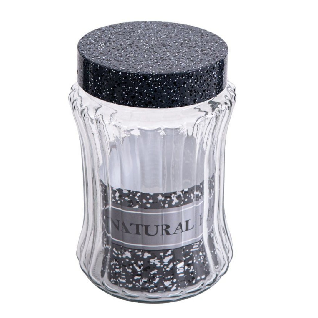Herevin Glass Storage Canister With Granite Lid Pattern