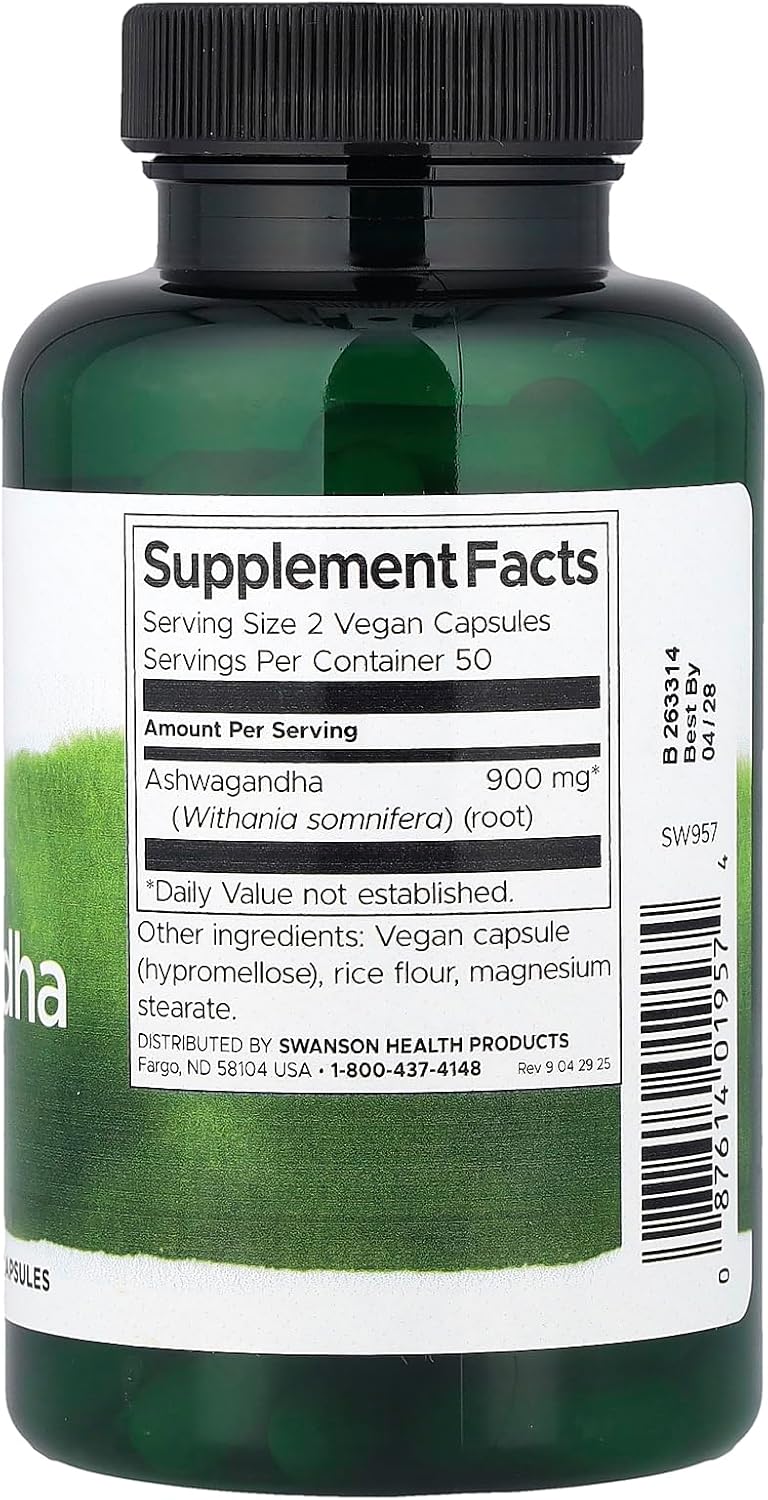 Swanson, Full Spectrum Ashwagandha, 100 Vegan Capsules (450 Mg Per Capsule)