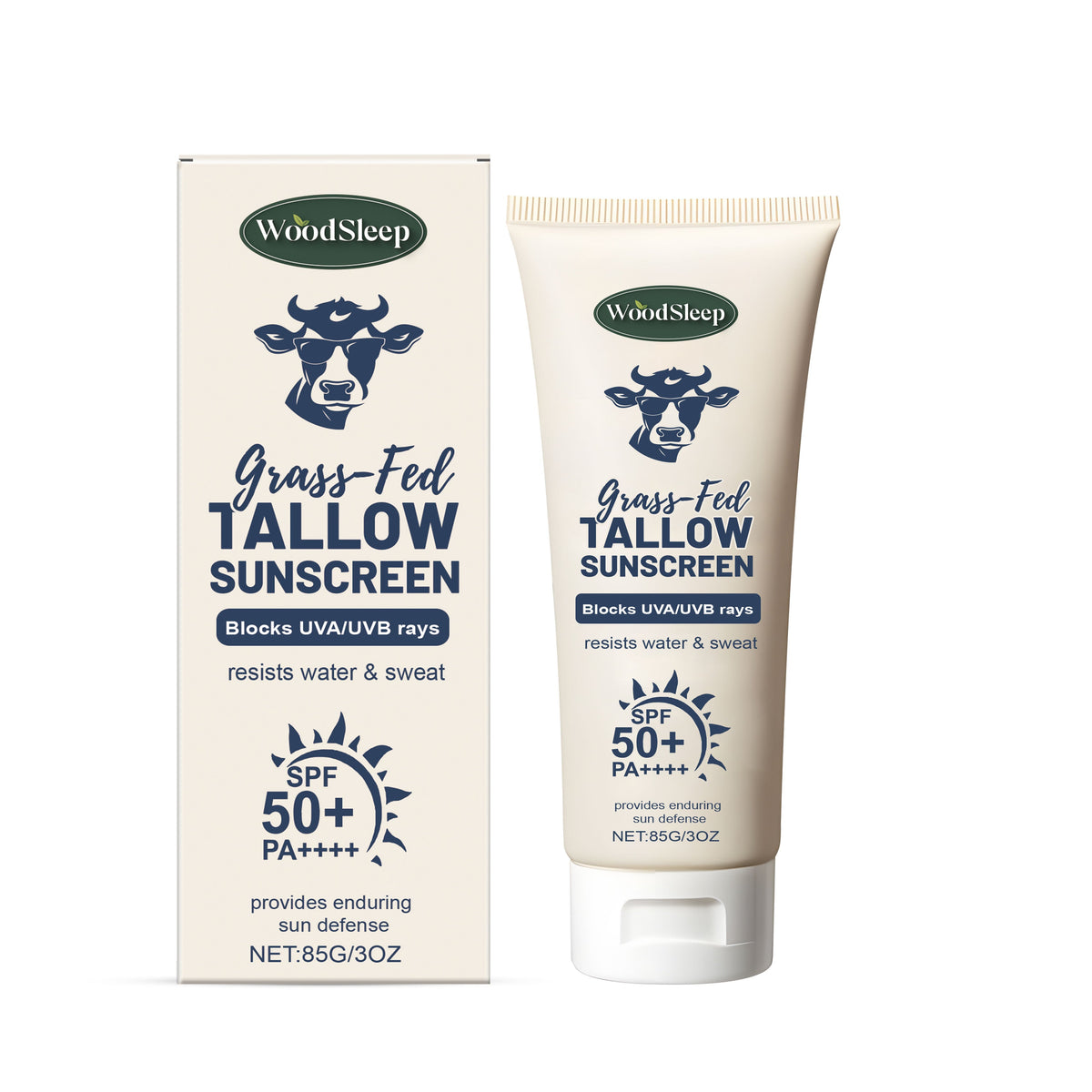 Beef Tallow Facial Protection Waterproof Sunscreen, UV & Moisturizer ,83g