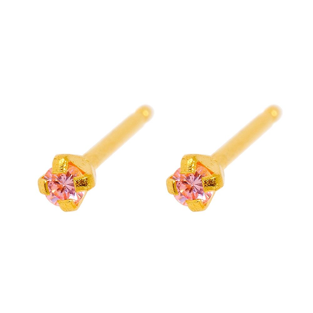 Caflon Fashion Sense Gold Plated, Pink Cubic Zirconia EarrCaflon Fashion Sense Gold Plated, Pink Cubic Zirconia Earring, 2mm