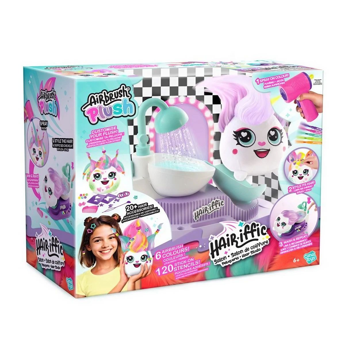 Canal Toys Airbrush Plush Hair'iffic Hairstyle Salon Playset, 6+ Years
