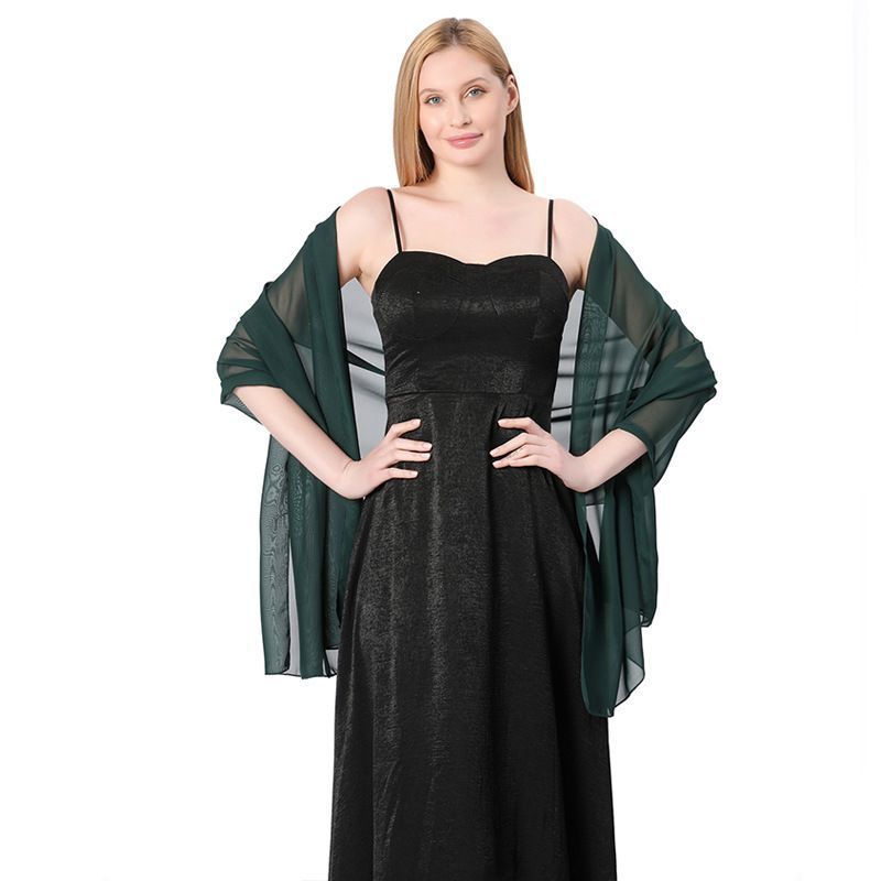 Dark Green Chiffon Shawl Wrap for Women Wedding Evening