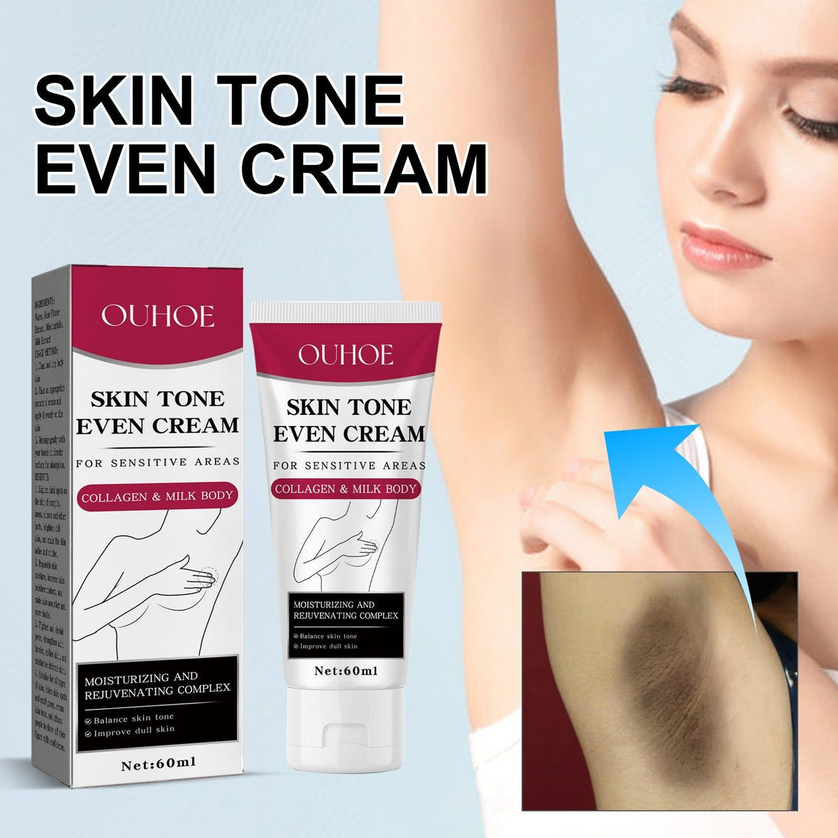 Brightening Skin Cream for Moisturizing, Dark Spot Repair, Fade Armpit and Elbow, Even Skin Tone ,60g
