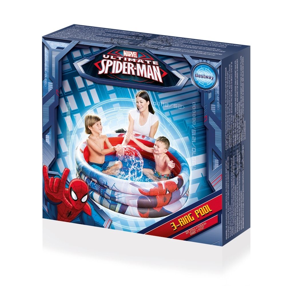 Bestway Spider-Man Inflatable 3-Ring Pool 122 x 30cm, 2+ years
