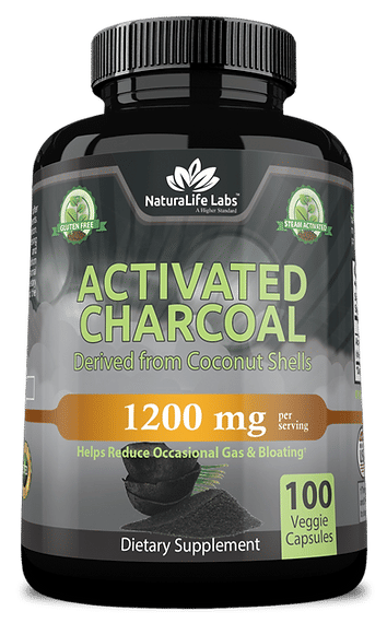 NaturaLife Labs Activated Charcoal 1,200mg per serving 100 veggie capsules