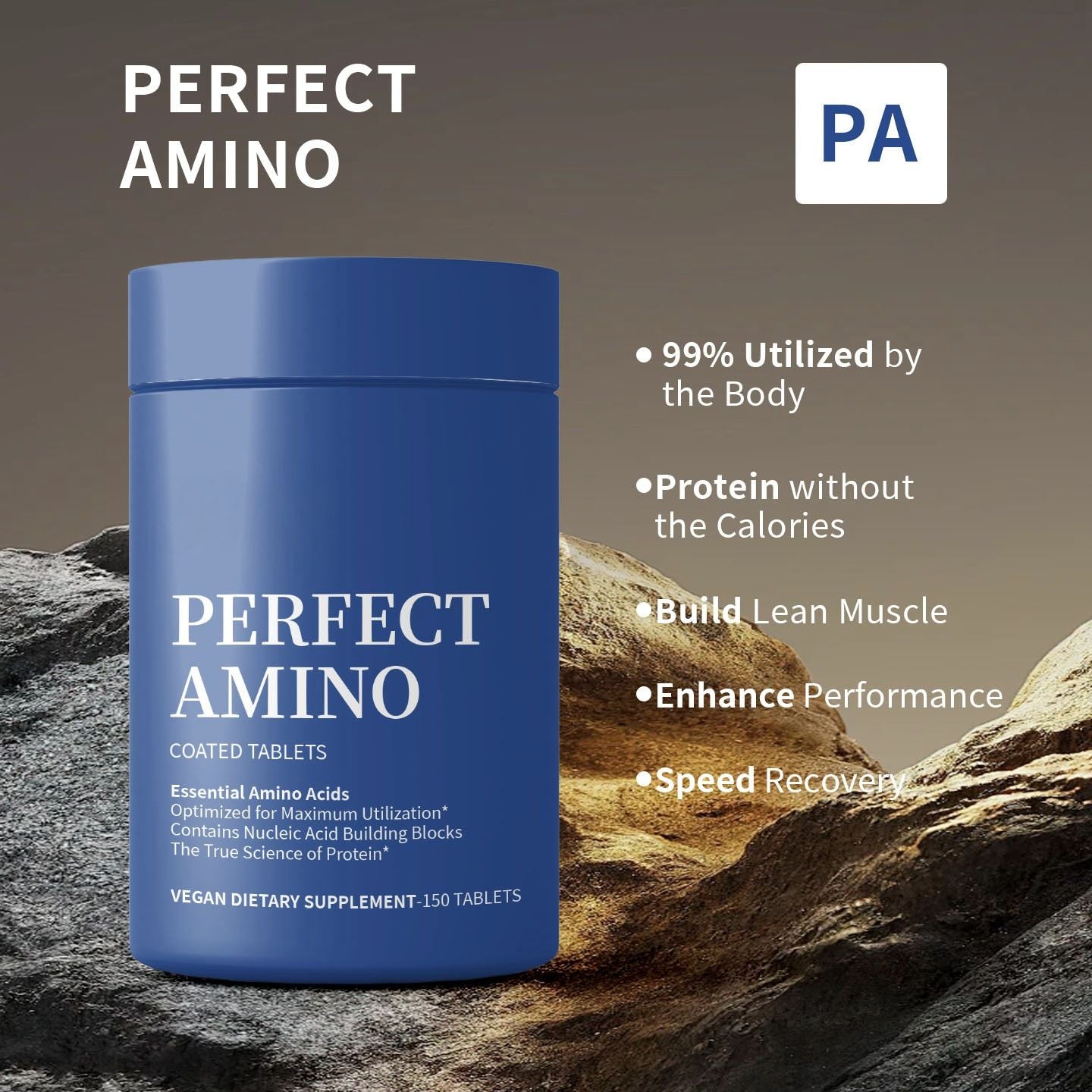 Perfect Amino Coated Tablets, Vegan Dietary Supplement, 150 Tablets, Essential Amino Acids Daily Nutrition Supplement