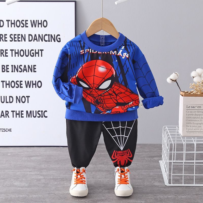 2pcs Children Spiderman Sweatshirt Pants Set Kids Autumn Long Sleeve Tops T Shirt