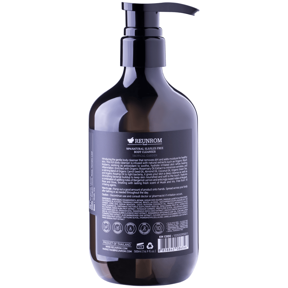 98% Natural SLS/SLES Free Body Cleanser 500ml Reunrom Tropical Garden