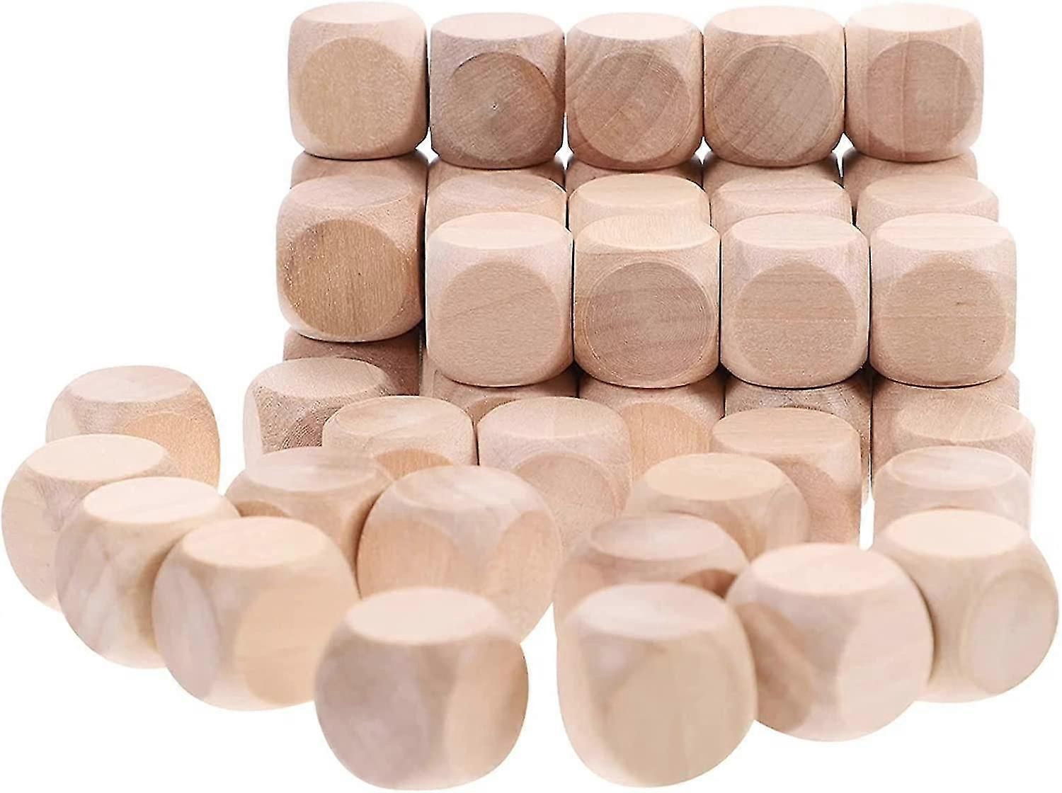 50-Piece Unpainted Wooden DIY Dice Cubes - Blank Craft Dice for Painting, Labeling & Tabletop Gaming Customization