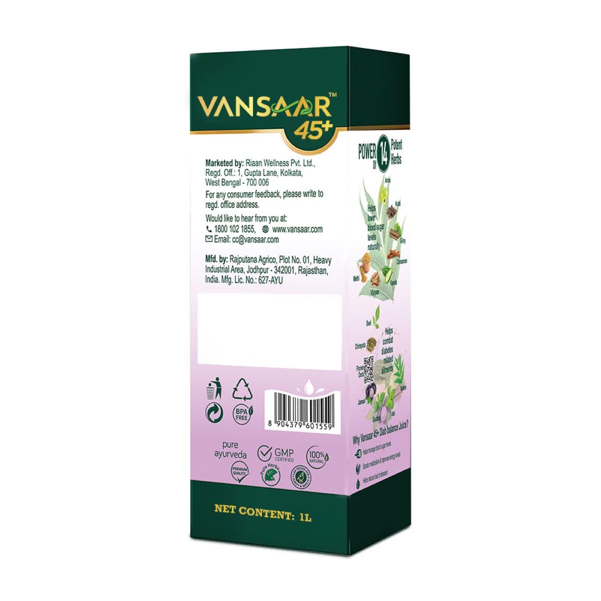 Vansaar 45+ Diab Balance Juice 1L
