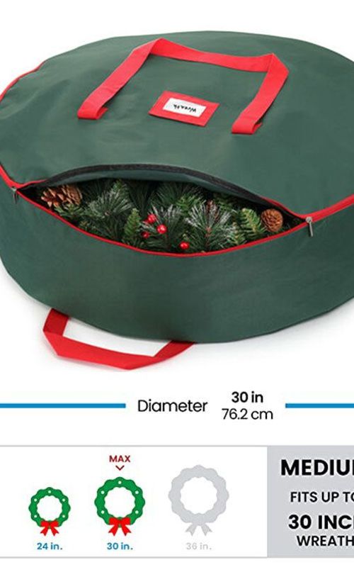 Christmas Wreath Storage Bag Holiday Organizer Wreath Container Box With Handle
