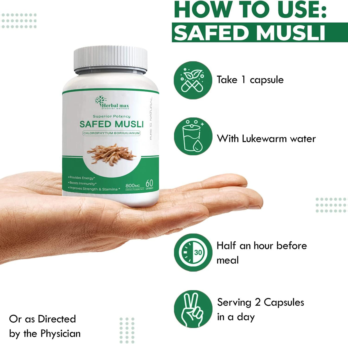 Herbal Max High Potency Shilajit Gold 800 Mg & Safed Musli, 800 Mg 90 Capsule Combo
