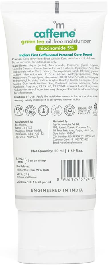 mCaffeine Green Tea OilFree Moisturizer with Niacinamide 5%