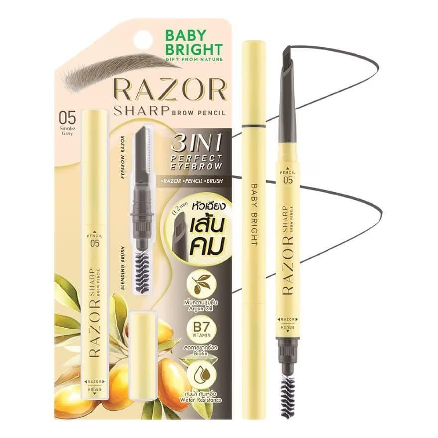 Razor Sharp Brow Pencil 0.15g Baby Bright (M) #05 Smoke Gray