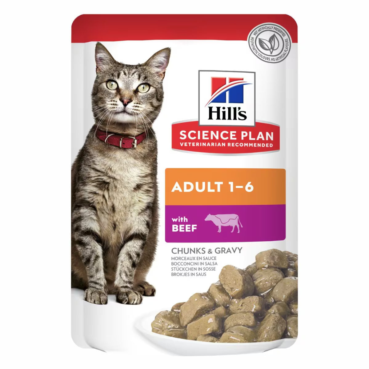 Hill's Science Plan Adult Wet Cat Food Beef  Pouches-85gx12