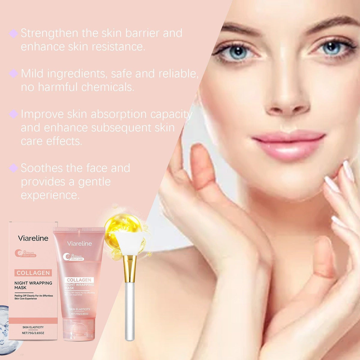 Collagen Peel-Off Mask, Facial Care, Hydrating, Brightening, Anti-Aging, Moisturizer ,1 set