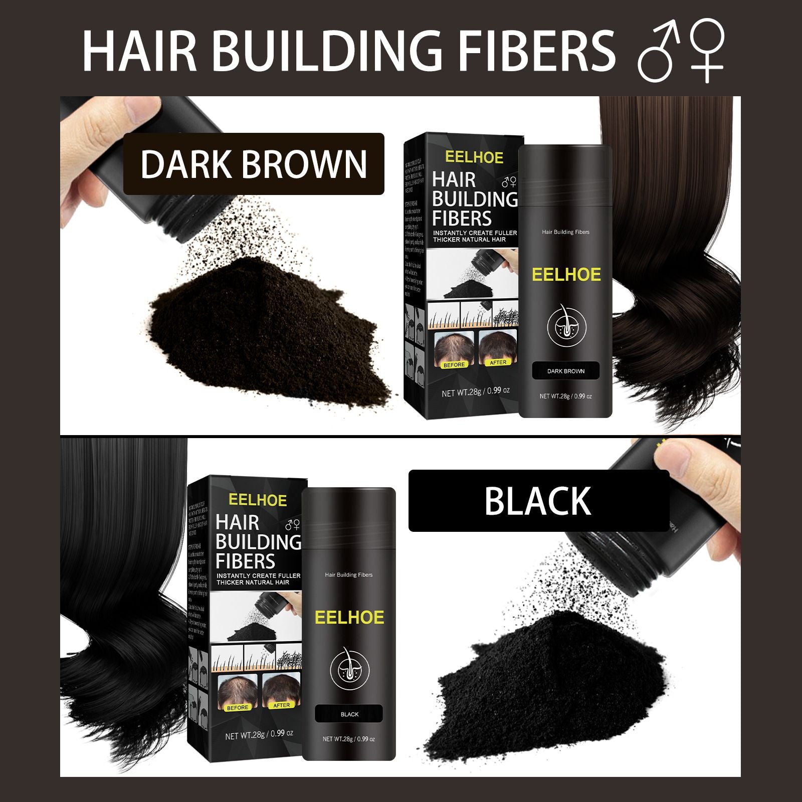Hair Building Fiber Powder for Thinning Hair Thickening 28g