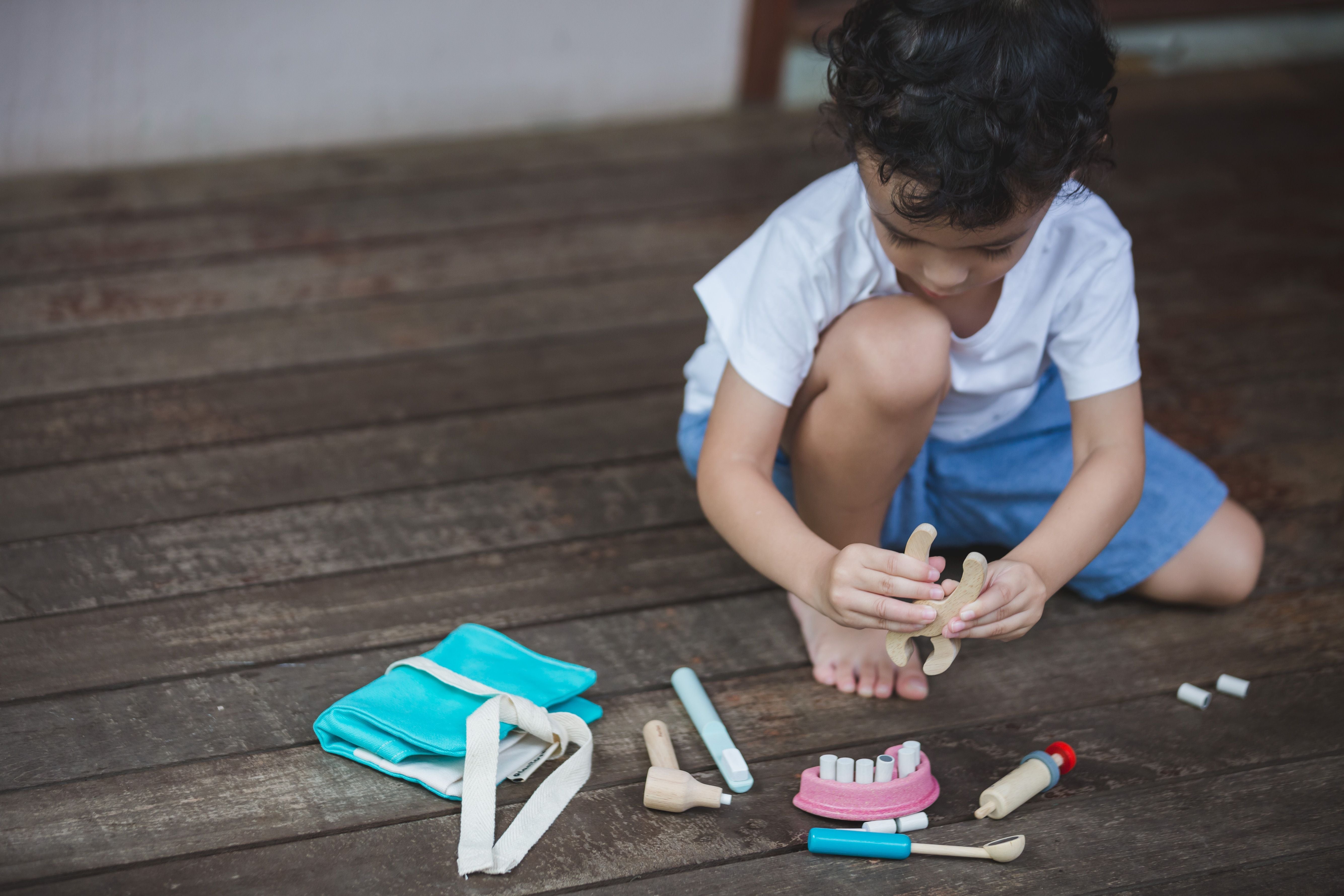 PlanToys Dentist Set — Wooden Pretend Play Doctor Toy