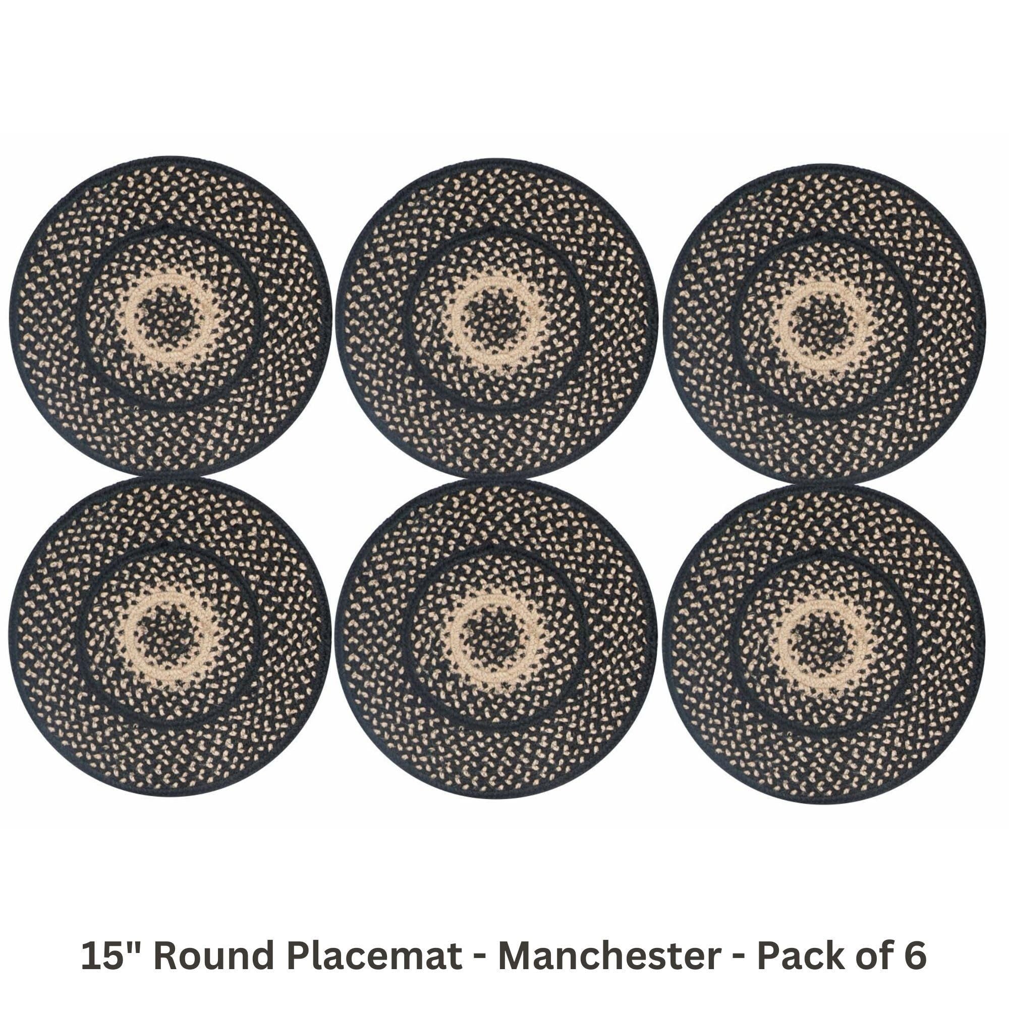 Set of 6 Manchester Braided Jute Reversible Round Placemats
