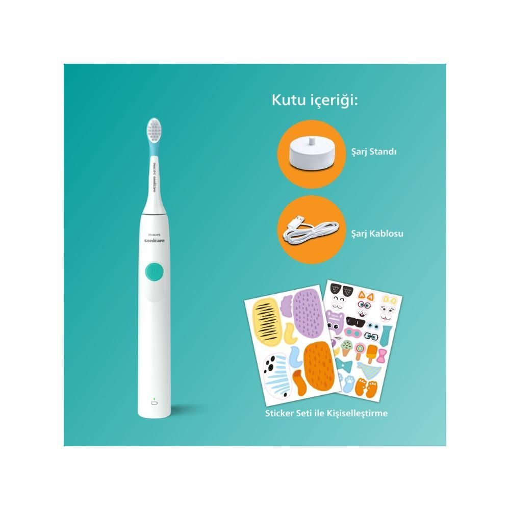 Philips Sonicare For Kids Rechargeable Toothbrush With Sticker Gift For Children / Precision Sonic Brush - HX3601/01