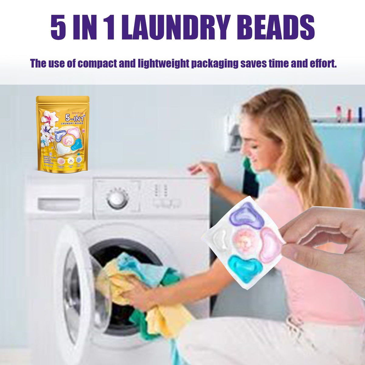 5-In1 Laundry Beads, Stain Remover, Fresh Fragrance, Soft & Protective ,10pieces