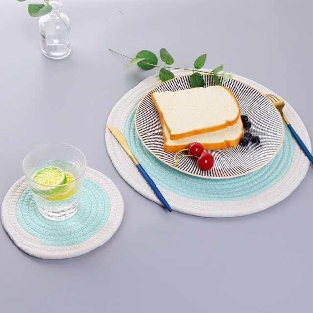AIESY® 4 pcs Beautiful Cotton Rope Woven Round Placemat