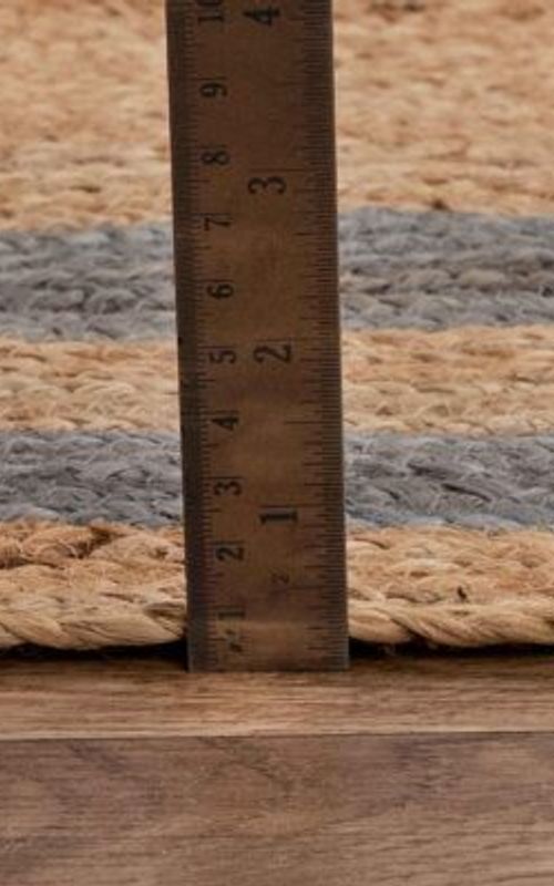 Rectangular Jute Rug with Grey Border | Handwoven Natural Area Carpet