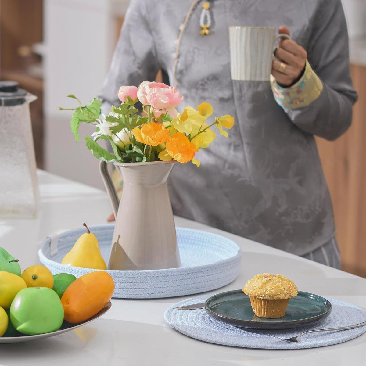 AIESY®-Live Beautiful Woven Cotton Rope Round Placemats